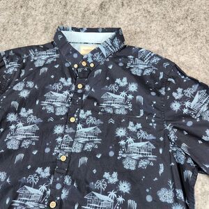 7 Diamonds Shirt Mens XL Blue Lake House Floral All Over Print Palms La Villa